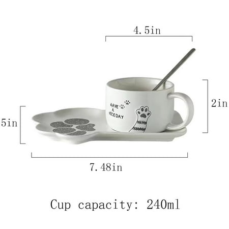 

Cute Cat Porcelain Coffee Mug Set With Handle Animal Mug Tray Creative Drinkware Coffee Tea Cup Novelty Milk Cup Breakfast