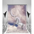 thumbnail image 3 of ABPHOTO 5x7ft Photography Backdrop White Unicorn Shining Moon Blue Sky White Cloud Enchanted Photo Background Backdrops, 3 of 4