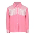 thumbnail image 3 of Aislor Girls Sequin Fringe Button Down Shirt Long Sleeve Sparkly Blouse Top Western Cowgirl Outfit Pink 8, 3 of 7