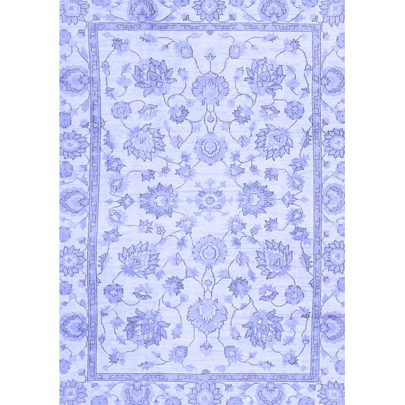 Ahgly Company Machine Washable Indoor Rectangle Oriental Blue Traditional Area Rugs, 8' x 10'