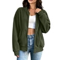 thumbnail image 6 of Women's Corduroy Bomber Jackets, Zip Front Long Sleeve Loose Fits Jackets with Pockets, Casual Fashion Outwear Coat Tops, 6 of 8