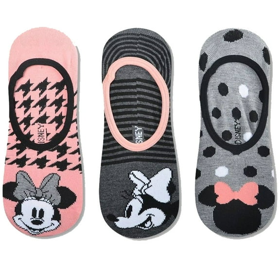 Disney Minnie Mouse Socks Classic Minnie 3 Pair No Show Liner Socks Size 9-11 Low Cut