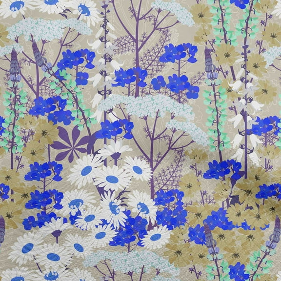 oneOone Polyester Spandex Brown Fabric Asian Floral Botanical Flower Fabric For Sewing Printed Craft Fabric By The Yard 56 Inch Wide