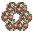 thumbnail image 7 of Yayeee 6 PCS Drink Coasters with Holder Set Woven Absorbent Round Tabletop Hot Pad, Red Apple Pattern, 7 of 7