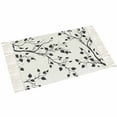 thumbnail image 2 of Black White Leaves Bath Rug 2x3ft Woven Bathroom Entryway Runner Rug,Minimalist Natural Trees Watercolor Washable Living Room Hallway Bedroom Kitchen Carpet with Tassels,Indoor Outdoor Throw Doormat, 2 of 5