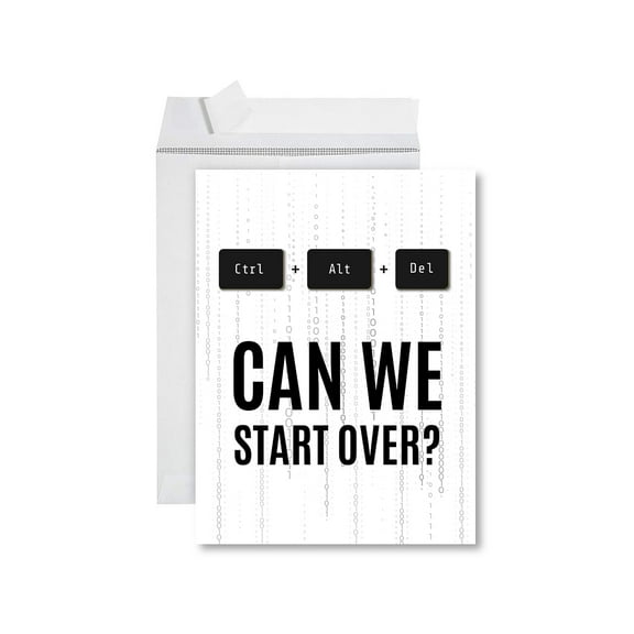 Koyal Wholesale Funny I'm Sorry Jumbo Card Can We Start Over? Blank I'm Sorry Greeting Card with Envelope 1-Pk