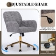 thumbnail image 4 of ENYOPRO Office Chair with Chrome Legs, Ergonomic Teddy Desk Chair Vanity Chair with Wheels, Modern Computer Chair for Home Office,Gray, 4 of 6