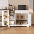 thumbnail image 3 of Small Coffee Bar Cabinet with Storage, Noelse Kitchen Sideboard Buffet Cabinet, Kitchen Storage Cabinet with 2 Door and 8 Shelves, 1 Drawer, White and Black, 3 of 10