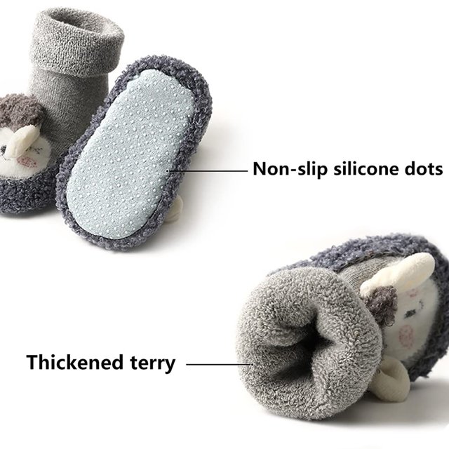 Calcetín de algodón para bebé, tubo medio, calcetín para primeros pasos, calzado de invierno (11 cm gris) Tmvgtek Para estrenar