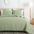 thumbnail image 2 of Chezmoi Collection Austin King Oversized Bedspread Set, 3-Piece Lightweight Microfiber Quilted Coverlet for All Seasons, Sage, 2 of 9
