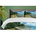 thumbnail image 4 of Ambesonne Coastal Duvet Cover Set, Boardwalk Sandy Shore, 2-Calking, Green Blue Brown, 4 of 6
