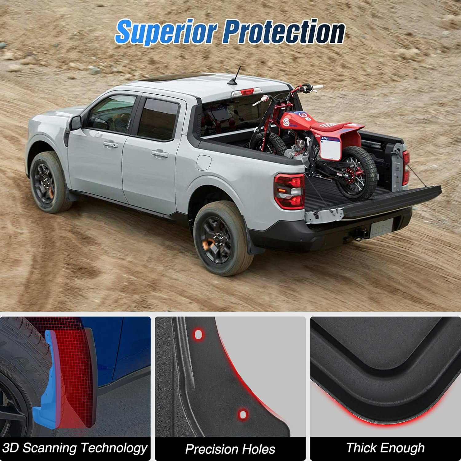 Nilight Mud Flaps for Ford Maverick 2022 2023 2024 2025, No Drilling Precision Fit Exterior Accessories Heavy-Duty Splash Guards Protection, Front & Rear Set