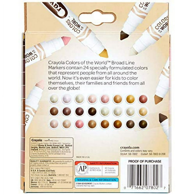  Crayola Colors of the World Markers (24ct), Washable Skin Tone  Markers, Fine Line Markers for Kids, Great For Coloring Books, Ages 3+ :  Toys & Games