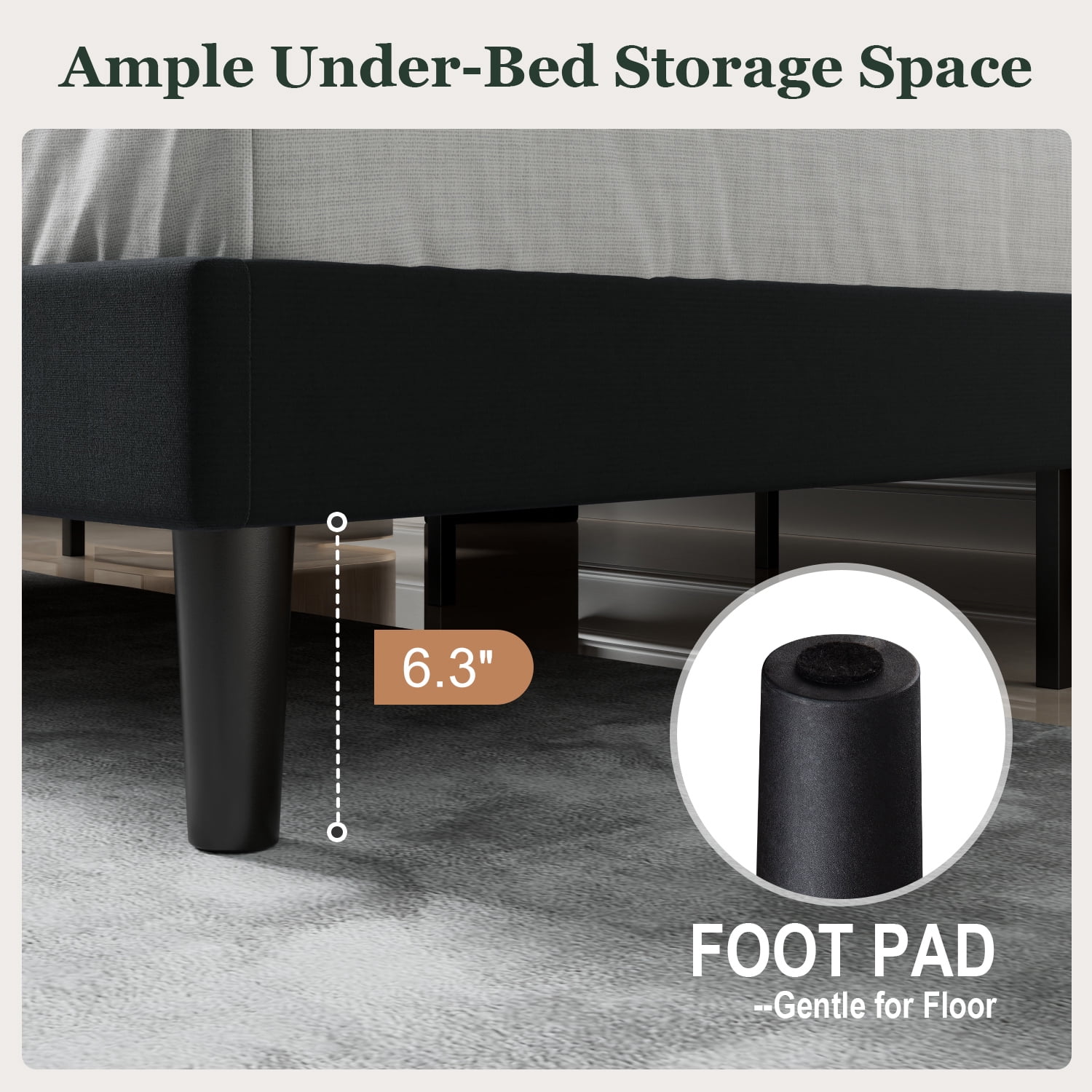 Amolife Full Size Platform Bed Frame with 4-in-1 Charging Station & Storage Shelf, Upholstered Velvet Wingback Headboard, Black