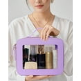 thumbnail image 2 of Bolsa de maquillaje transparente de viaje FFPaw, bolsa de cosméticos morada, 2 unidades, 2 of 7