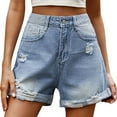 thumbnail image 2 of cfhntfmh High Waisted Shorts for Women Cut off Ripped Jean Shorts Summer Trendy Denim Shorts with Pocket, 2 of 7