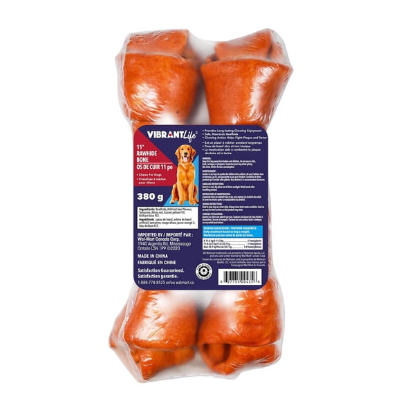 VibrantLife 11" Rawhide Bone Chews for Dogs