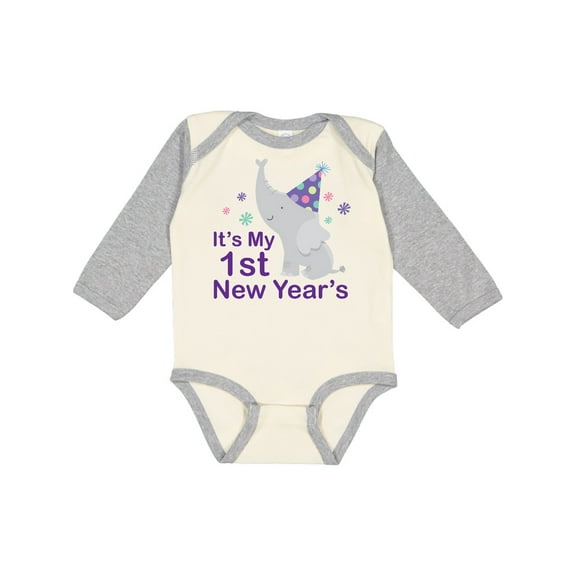 Inktastic It's My 1st New Year's Elephant Boys or Girls Long Sleeve Baby Bodysuit