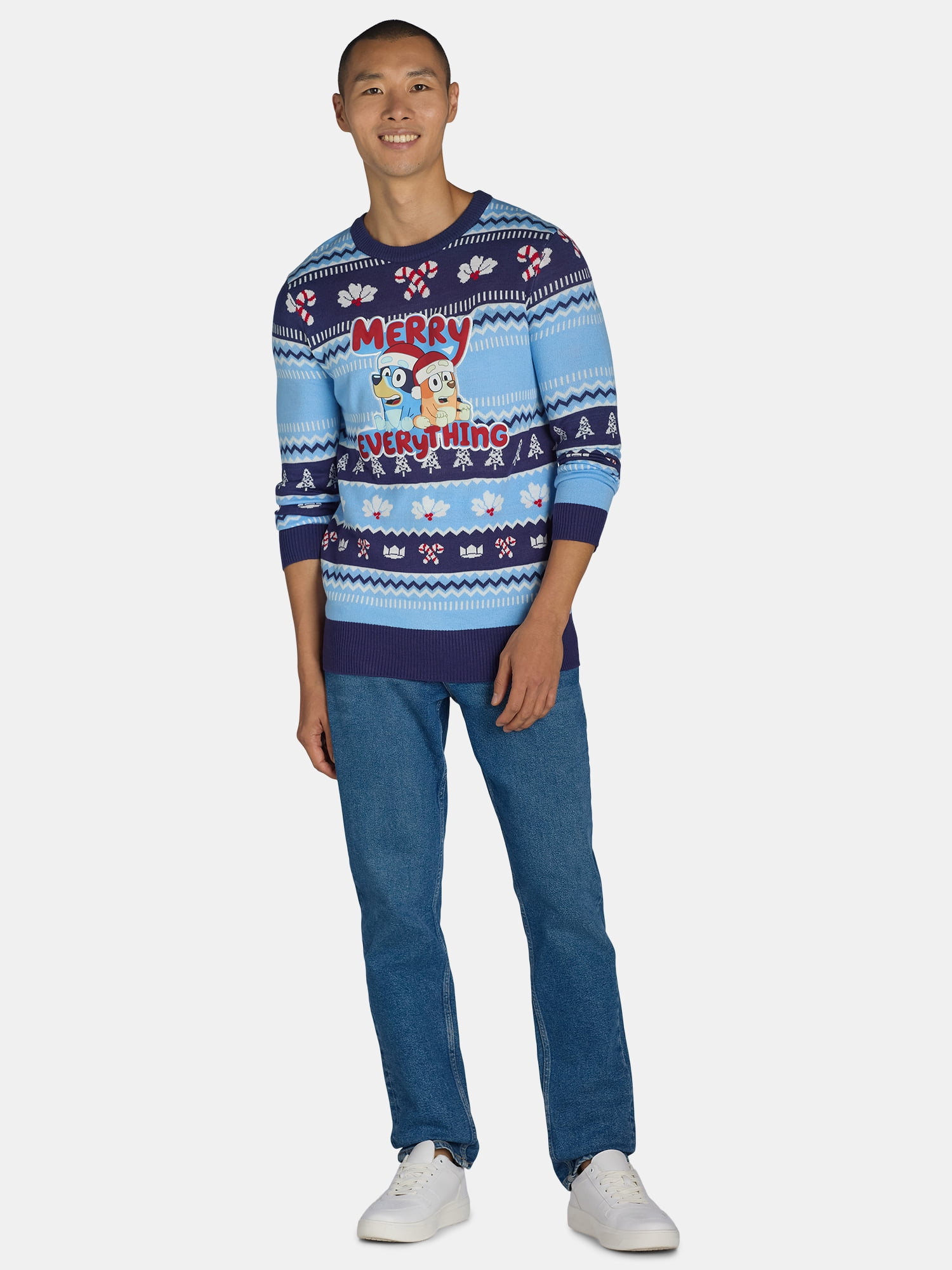 Bluey Men's & Big Men's Hooray Christmas Holiday Graphic Sweater, Sizes S-3XL