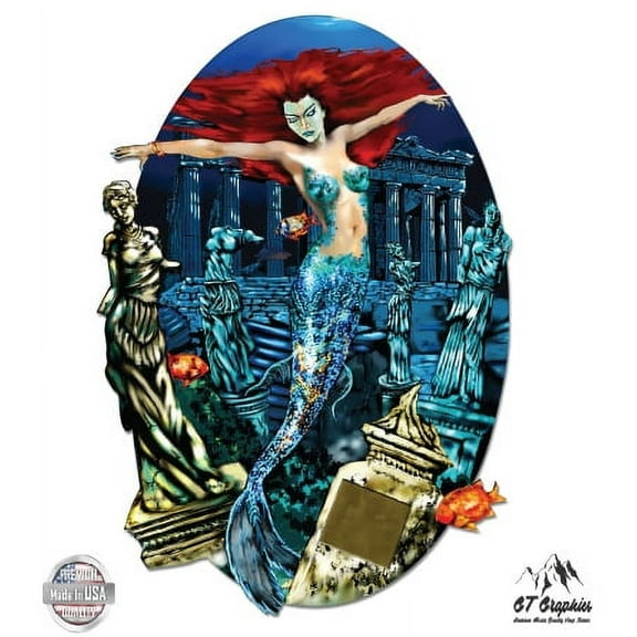 Mermaid Atlantis - 3" Vinyl Sticker - For Car Laptop I-Pad Phone Helmet Hard Hat - Waterproof Decal