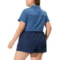 thumbnail image 4 of Agnes Orinda Women's Plus Size Denim Jacket Short Sleeves Button Down Cropped Jean Jackets 3X Sky Blue, 4 of 8