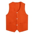 thumbnail image 1 of Kvysinly Kids Volunteer Activity Vest Sleeveless Irregular Hem Button Down Waistcoat Party Costume Vest Orange L/12, 1 of 6