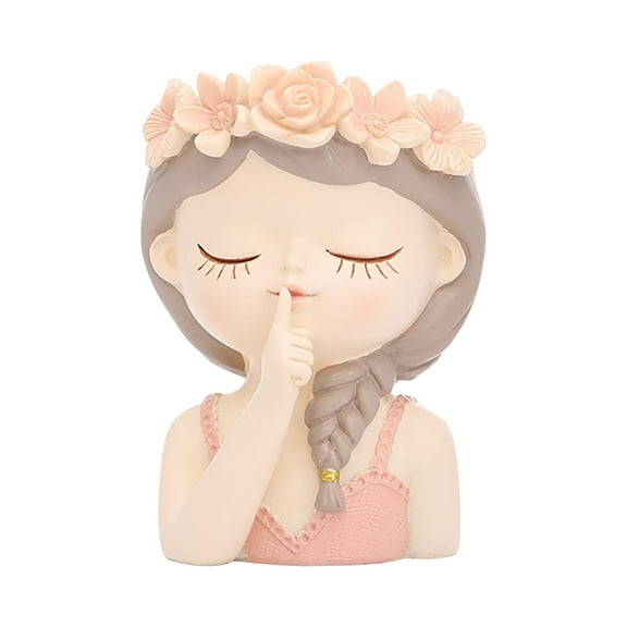 SLYNSHome Succulent Pot,Small Fairy Head Succulent Planter Resin Cactus Pots with Drainage Girl Face Flower Pot Decoration for Home Garden Office Plant Ornaments Accessories