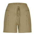 thumbnail image 4 of vigerkar Womens Shorts 2025 Comfy Summer Drawstring High Waist Cotton Shorts for Women Trendy Khaki, L, 4 of 5