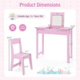 thumbnail image 6 of GLACER Kids Vanity with Flip Top Mirror, 2 in 1 Vanity Table and Chair Set with Shatterproof Acrylic Mirror, Hidden Storage Space,  Makeup Dressing Table for Bedroom, Gifts for Girls, 6 of 9
