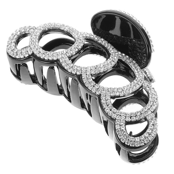 WRITWAA Durable Black Rhinestone Hair Clip Large Claw Clip for Hair Holding
