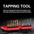 thumbnail image 1 of 12pcs HSS Drill and Tap Bits Set, High Hardness Rustproof Spiral Flutes Threading Tools, with Hex Shank for Metric and Inch Tapping, 1 of 7