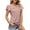 Pink, variant on OSOLU Solid Color Women Tops Ruffle Short Sleeve Summer Casual V-Neck Loose Shirts Classic Women Tops Dressy Casual