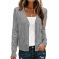 thumbnail image 3 of Women'S Soft Cropped Cardigan Casual Shawl Sweater Top Light Gray S, 3 of 8