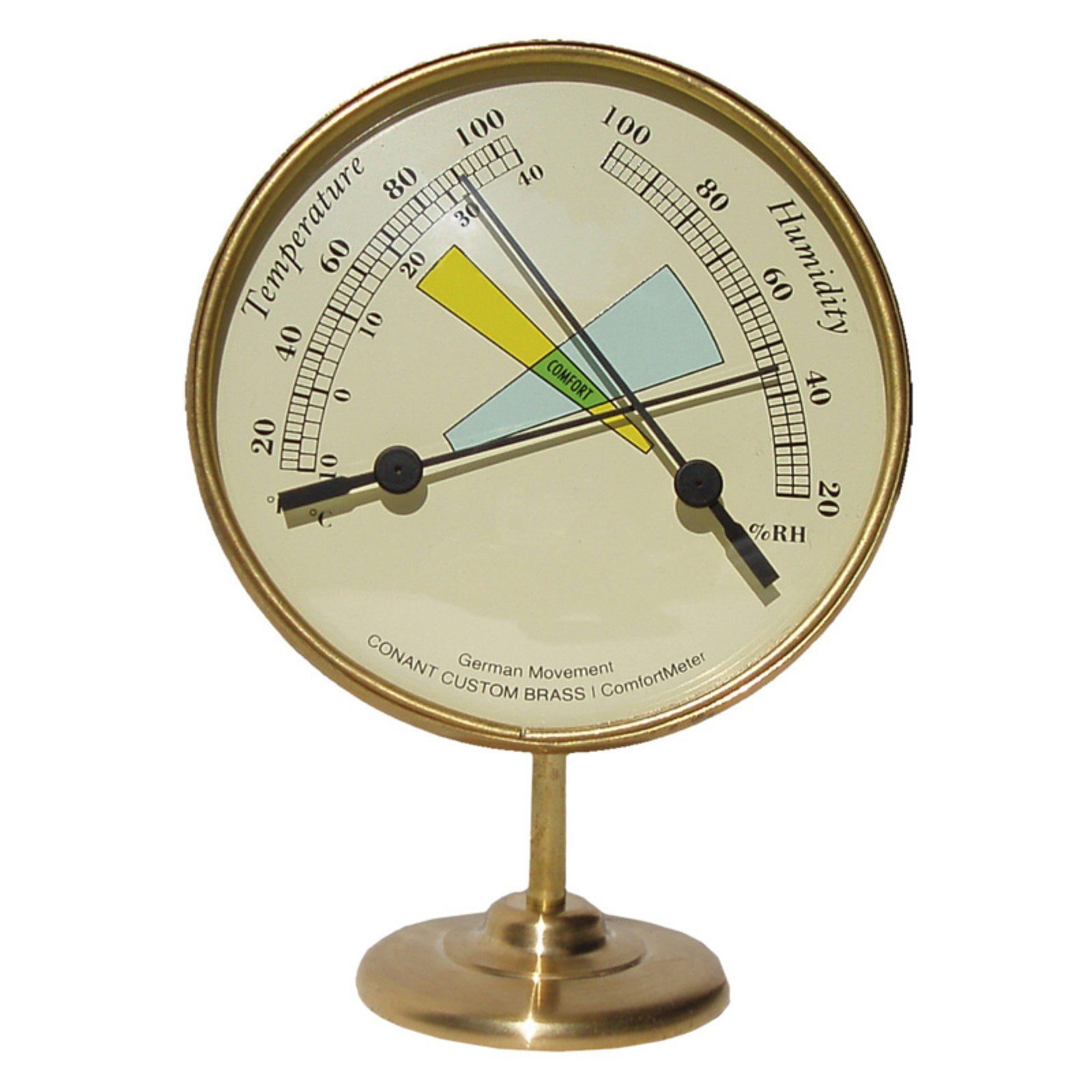 Conant Custom Brass Large Dial Thermometer Satin Nickel Finish