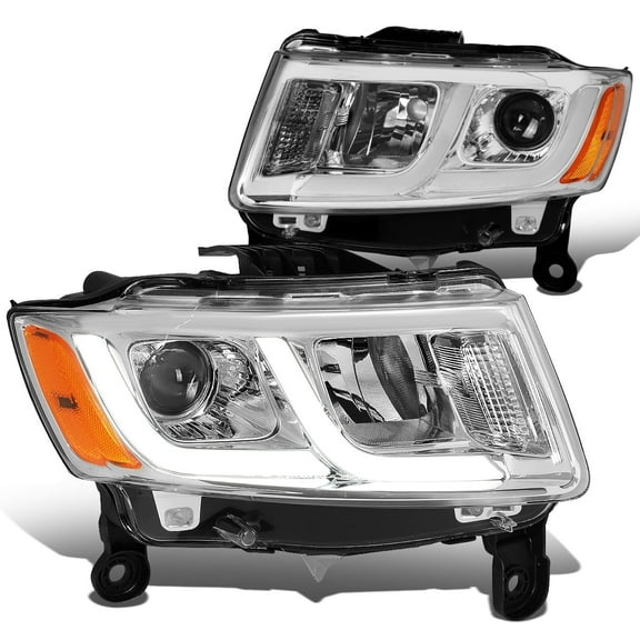 DNA Motoring For 14-16 Jeep Grand Cherokee LED DRL Chrome Amber Projector Headlight Lamps Pair