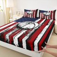 thumbnail image 4 of Manfei Vintage Basketball Queen Sheets,Classic Us Flag Striped Queen Sheet Sets,Red White,4pcs,1 Flat Sheet, 1 Fitted Sheet and 2 Pillowcases, 4 of 6