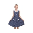 thumbnail image 3 of Girls Dress Blue Polka Dot Pocket Pleated School Summer Sleeveless Cotton 6 Years, 3 of 9
