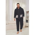 thumbnail image 3 of Vulcanodon Mens Plush Hooded Zipper Pajama Set, Soft Warm Long Sleeve Sleepwear with Pockets Fluffy Fuzzy Cozy Pjs（Dark Grey+light Grey, 2XL）, 3 of 4