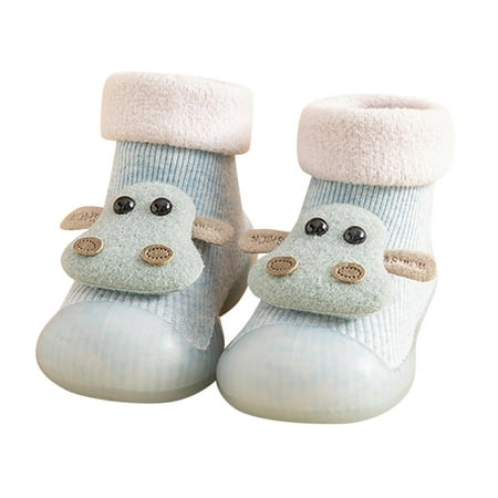 

kpoplk Cute Shoes For Teen Girls Toddler Kids Baby Boys Girls Shoes First Walkers Thickened Warm Baby Sock Shoes(Light Blue)