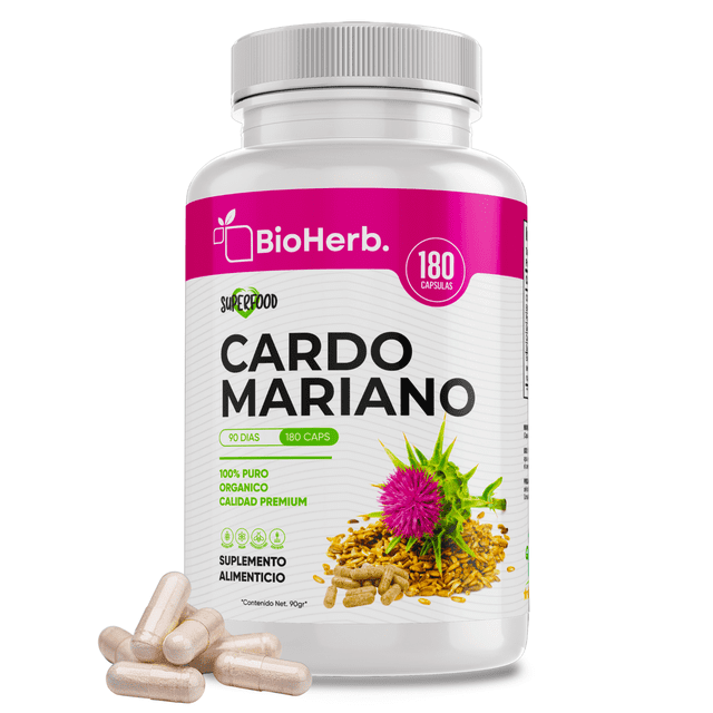 Cardo Mariano 100% Puro BioHerb 180 Cápsulas 500mg Orgánico Natural