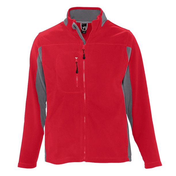 SOLS - Forro polar contraste cremallera completa Modelo Nordic Hombre caballero (Rojo/Gris medio)