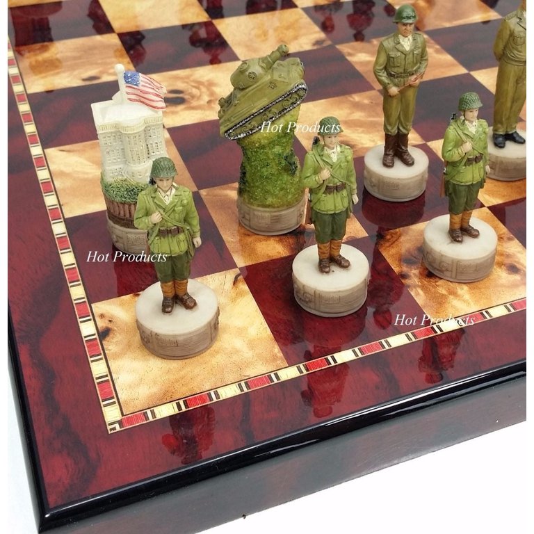 Hand Painted Resin WWII Chess Set