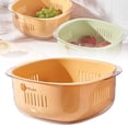 thumbnail image 2 of 1 Pc 2 in 1 Kitchen Colander Set with Bowl Strainer Plastic Fruits and Vegetable Washing Basket Double Layered Drain Basin for Pasta Salad Berry Cleaning Mixing, 11.22"x10.24"x4.72", Orange, 2 of 9
