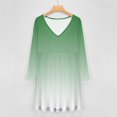 thumbnail image 4 of Aesthetic Patina Green And White Gradient Long Sleeve Dresses For Women Vintage Elegant Party Dress Oversized V-neck Dress S-8XL, 4 of 7