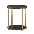 thumbnail image 2 of Weston Home Ario Wood and Metal T-Brace Round End Table, Brown Finish, 2 of 8