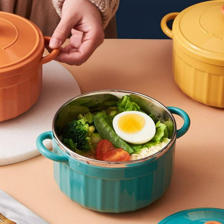 Ceramic Ramen Bowl Set for Instant Noodles With Lid 32 oz