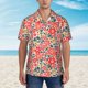 thumbnail image 2 of Balery Small Coral Red Flowers Camisas hawaianas de manga corta para hombre, camisas playeras de corte holgado, camisas de vacaciones con botones,X-Large, 2 of 7