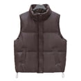 thumbnail image 5 of uublik Puffer Vest Womens Coffee Lightweight Quilted Sleeveless Stand Collar Zip Up Winter Jackets, 5 of 7