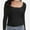 Black, variant on Womens Casual Long Sleeve Scoop Neck Slim Fitted Basic Top