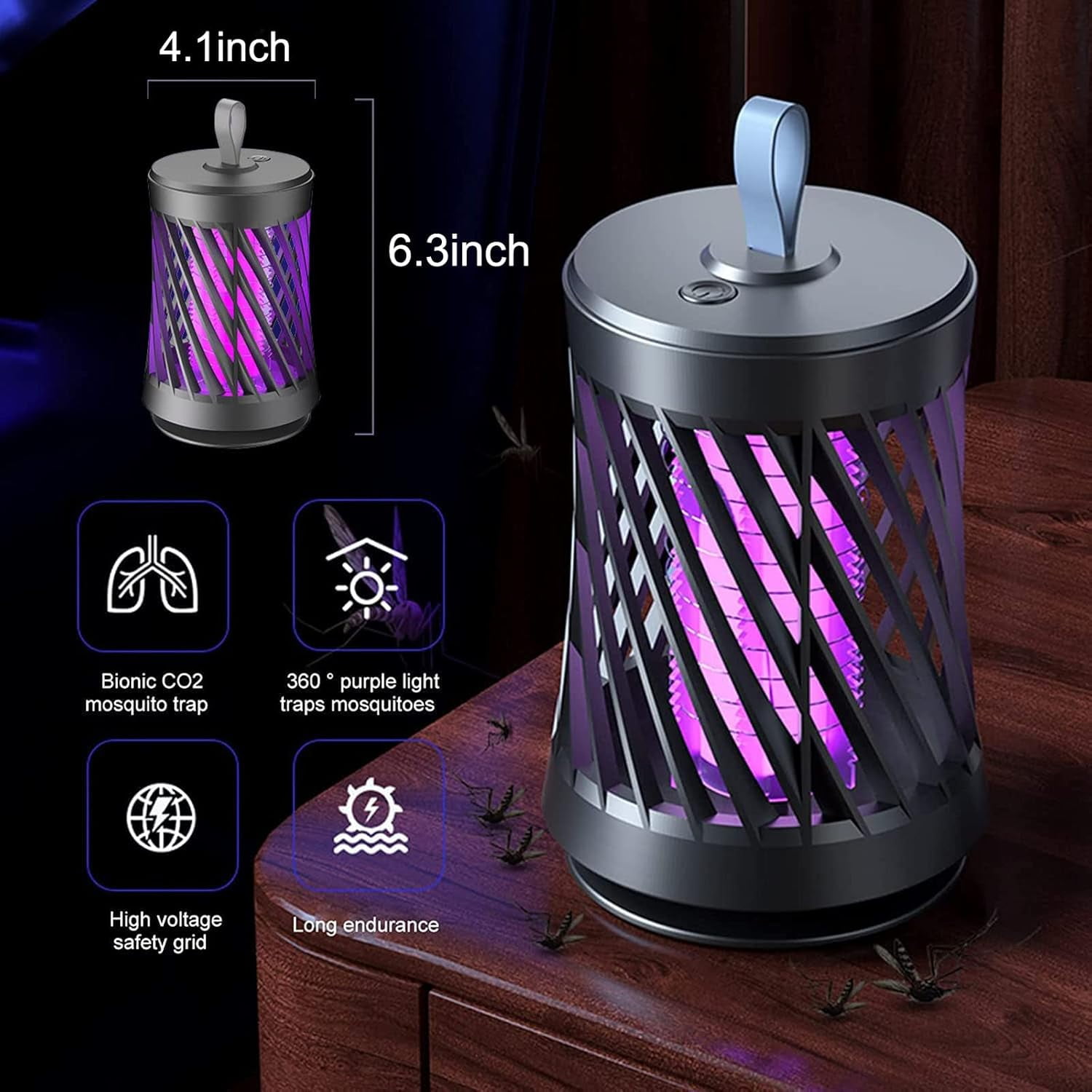 Bug Zapper Indoor, Electric Indoor Bug Zapper Outdoor, 2 in 1 Mosquito Zapper, Powerful Bug Zapper with Purple Lights for Home, Garden, Patio